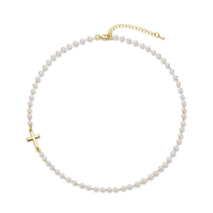 Skanto | Delikat Fuskperle Kross Stasjon Choker Halskjede