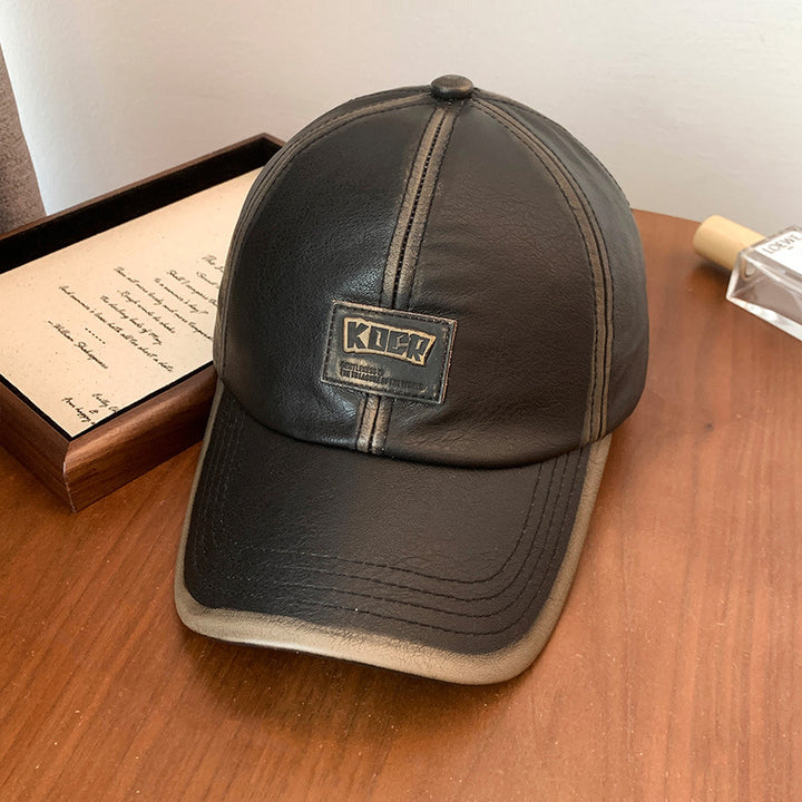 Herren Vintage Faux Skinn Baseball Caps Skanto