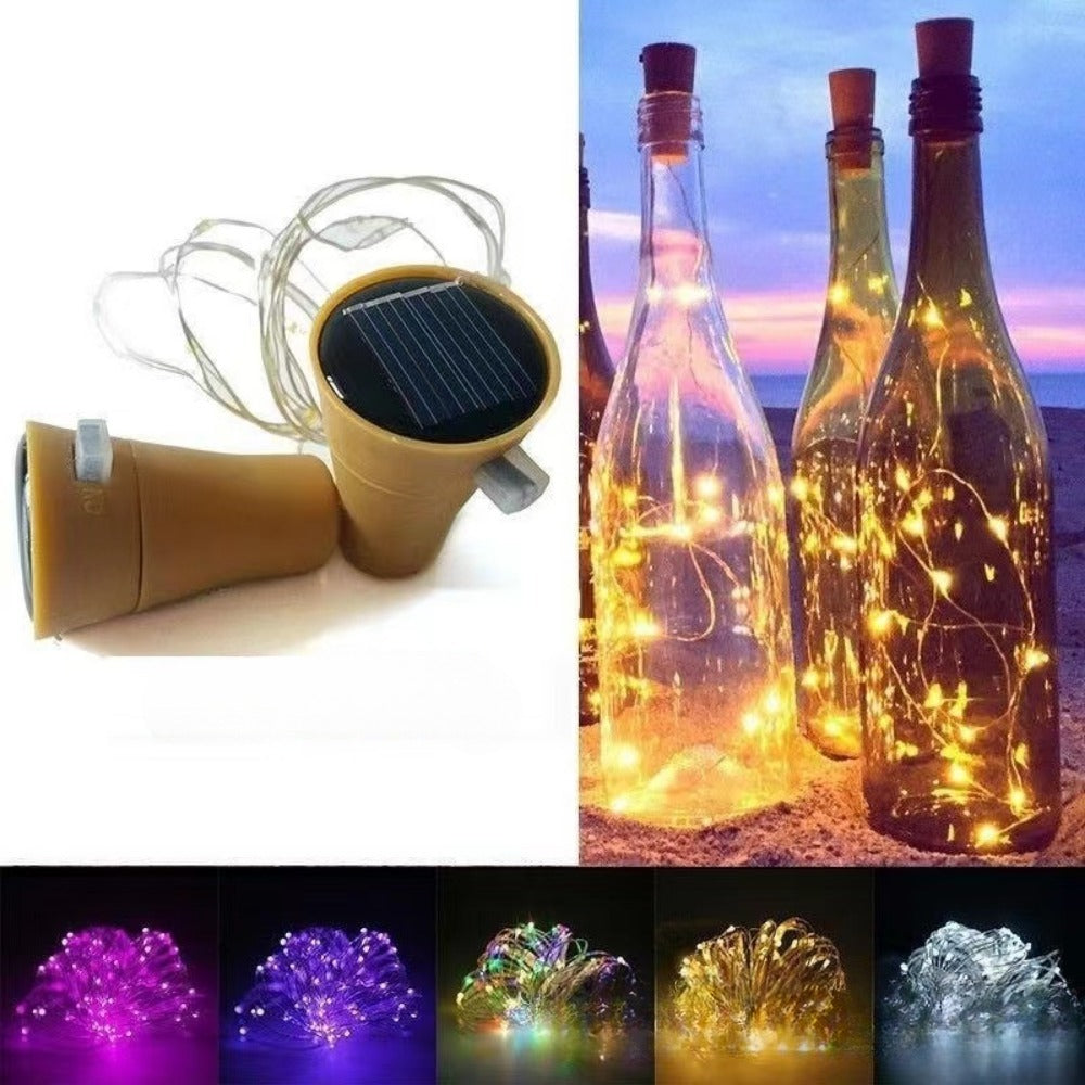 LED Flaskepropp Fairy String Lights Med Vanntett Batterikappe Og Fleksibel Kobbertråd Skanto