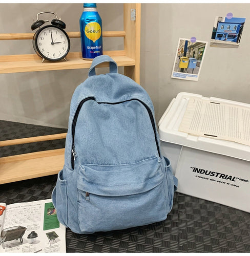 Casual Denim-Style Skole Rygsekk