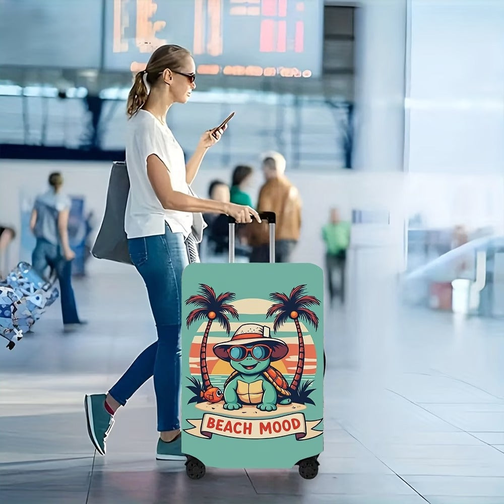 Unisex nan elastisk koffertbeskyttelse med strand-skilpadde-motiv, elastisk glidelåsbeskyttelse for Trolley Skanto