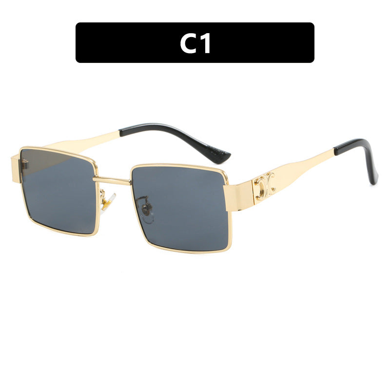 Women's fashionable rectangular sunglasses with high-quality metal frame and polarized lenses Skanto