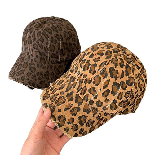 Kvinners slitte leopardprint baseball cap Skanto