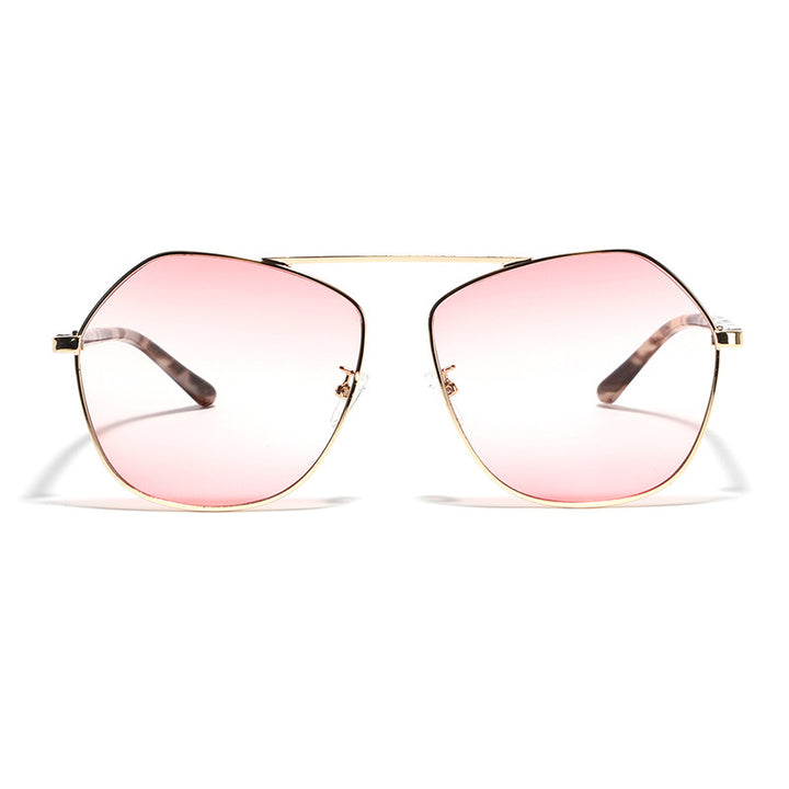 Dame geometrisk solbrille med luksuriøs metallramme Skanto