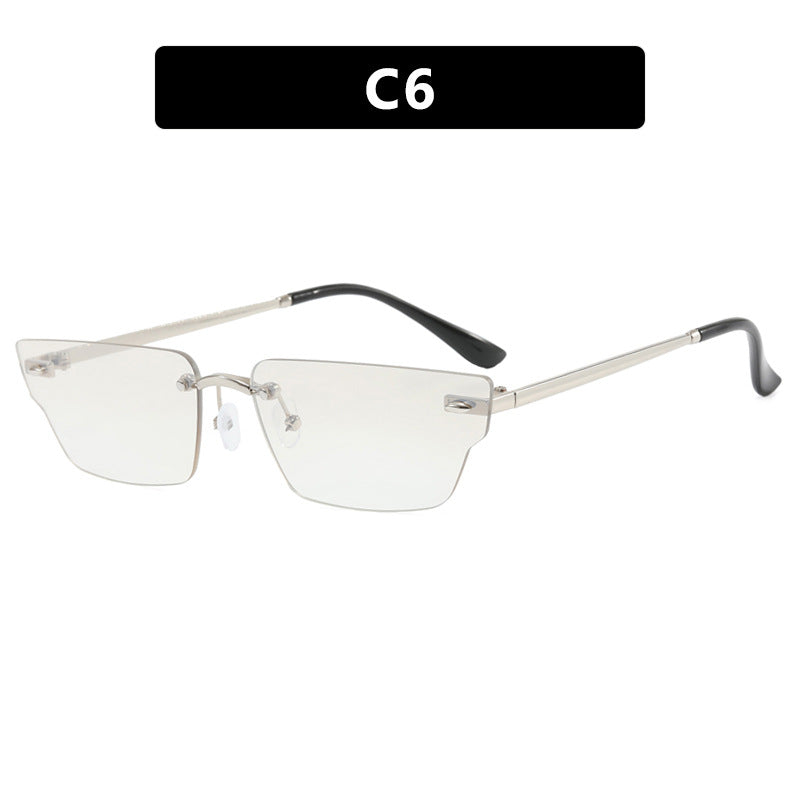 Women's geometric sunglasses with filigree frame and transparent lenses Skanto