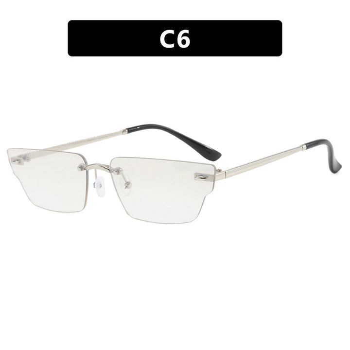 Women's geometric sunglasses with filigree frame and transparent lenses Skanto