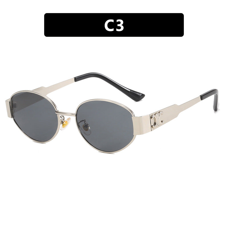 Women's fashionable sunglasses in elegant oval design with robust metal frame Skanto