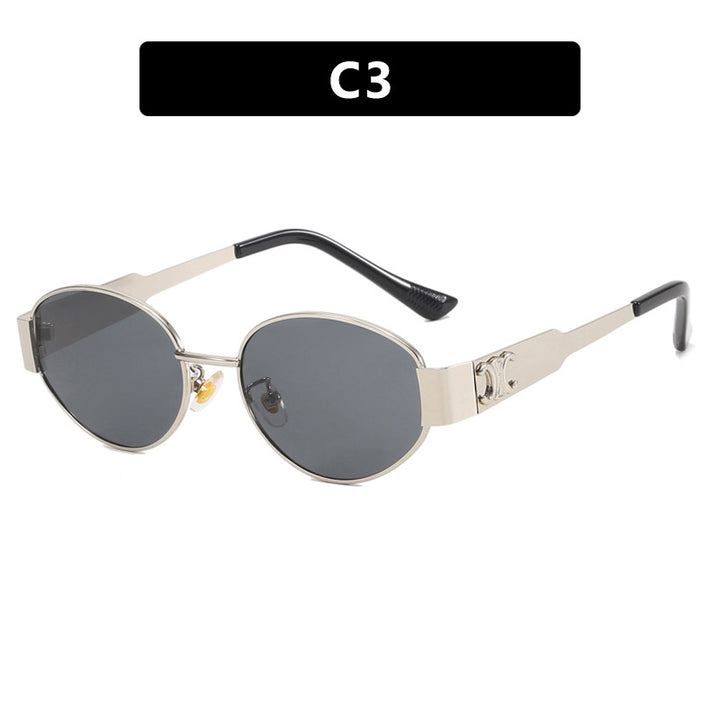Women's fashionable sunglasses in elegant oval design with robust metal frame Skanto