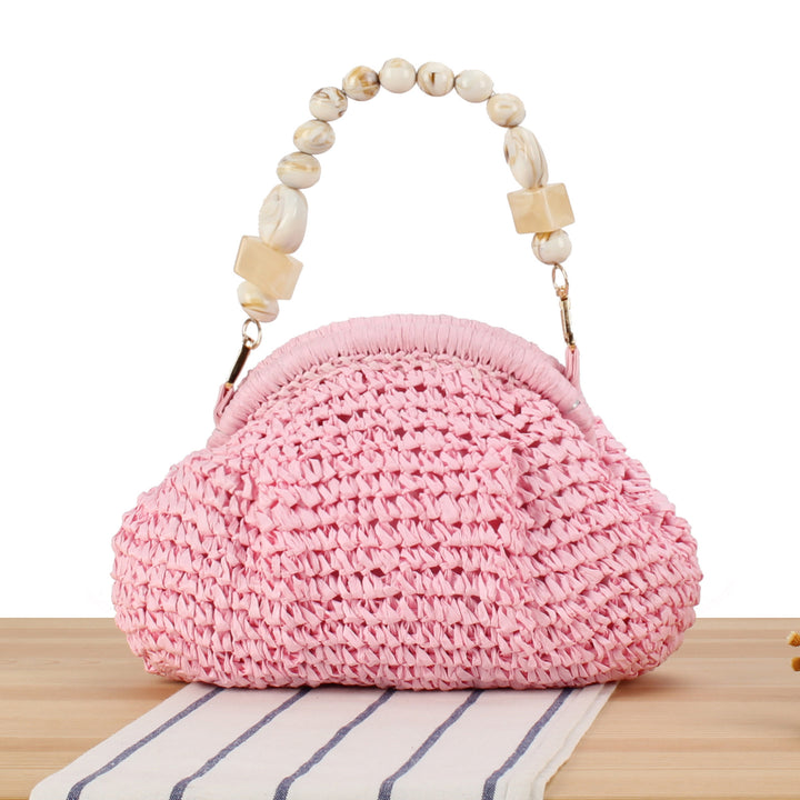 Stylish handbag with colorful beaded handle Skanto