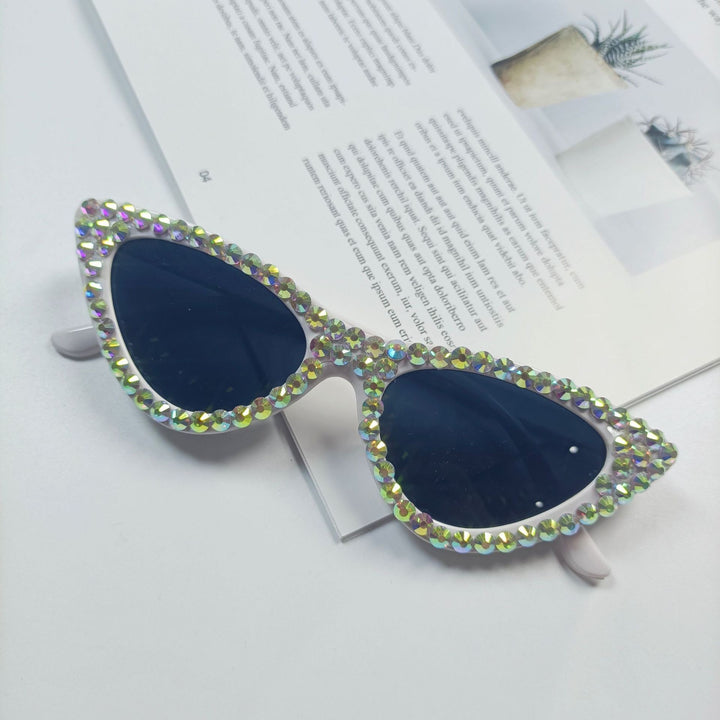 Dame Cat-Eye solbriller med glitrende krystallpynt Skanto