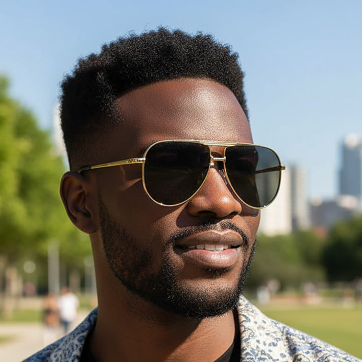 Dame modische Aviator-solbrille med elegant metallramme og UV400-beskyttelse Skanto