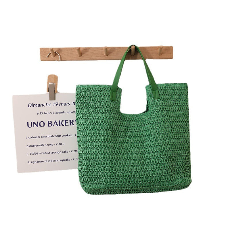 Elegant Braided Tote Bag with Sturdy Leather Handles Skanto