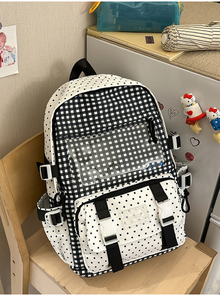 Søt Gingham Rutete Skoleveske