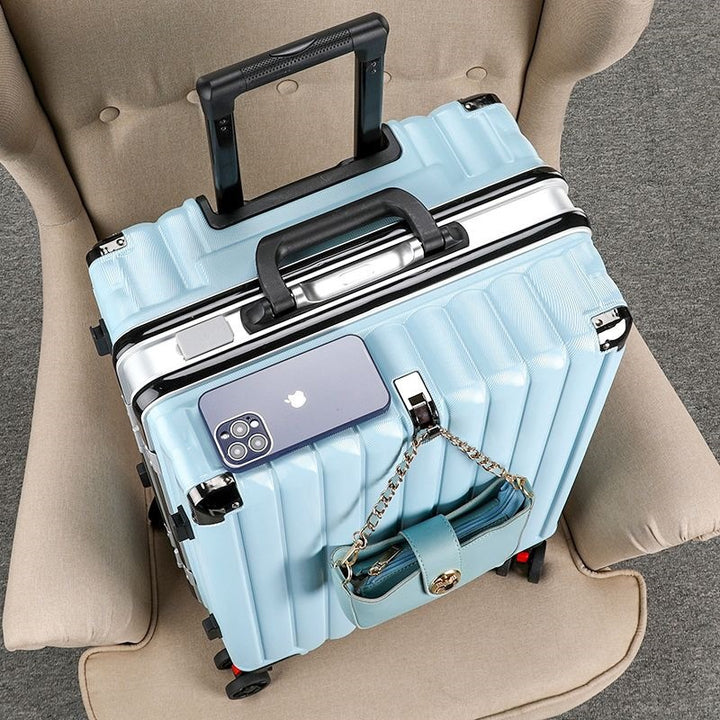 Hardplasttrolley med integrert USB-ladeport og multifunksjonell lagring Skanto