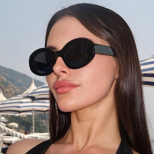 Women's round sunglasses with elegant plastic frame and UV protection Skanto