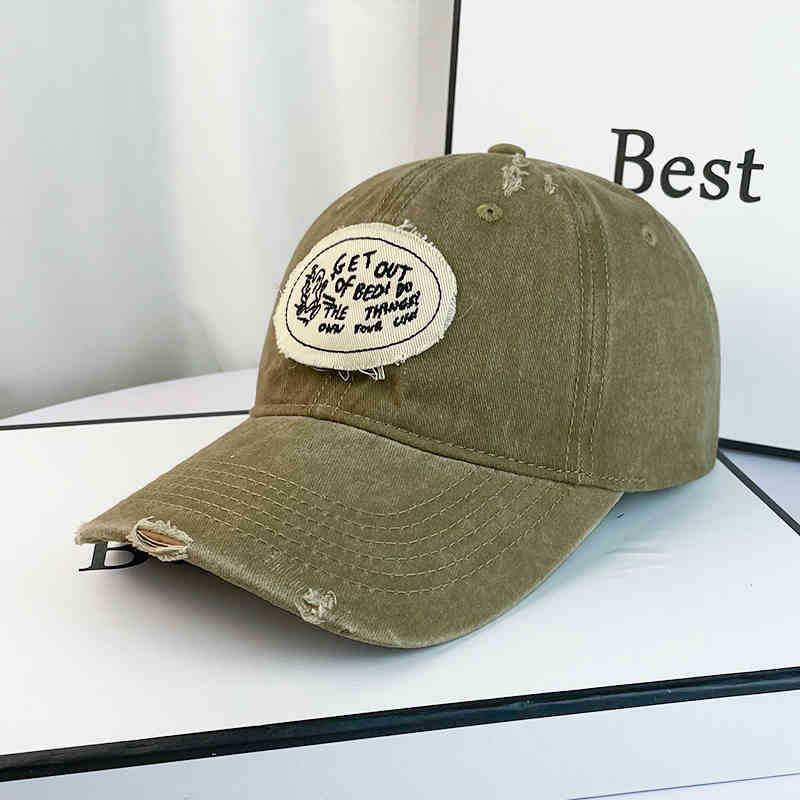Kvinne Casual Distressed Bomull Baseball Caps Skanto