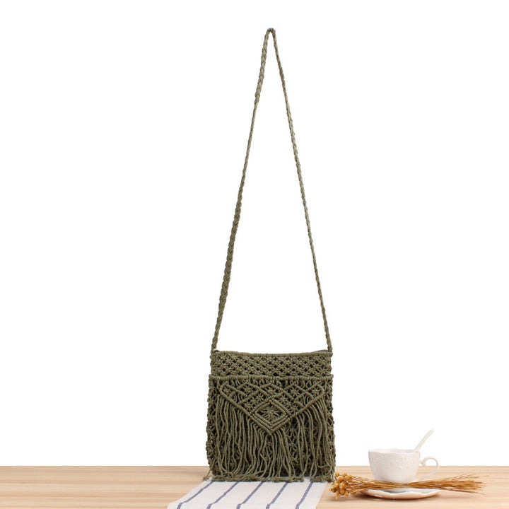 Macrame Shoulder Bag with Fringe Detail Skanto