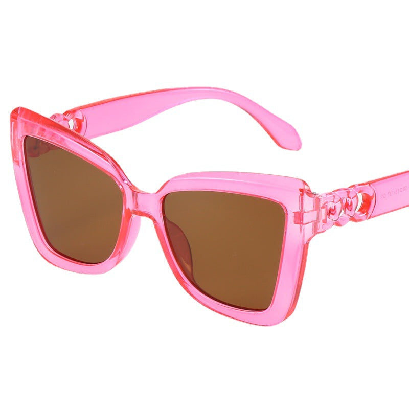 Dame moderne Cat-Eye solbriller med klar ramme og UV-beskyttelse Skanto