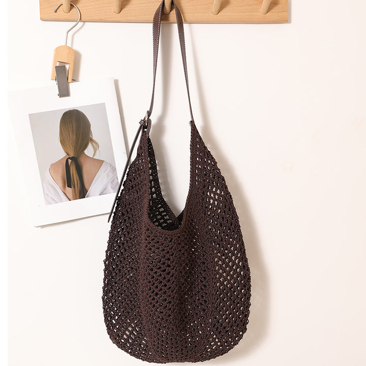 Light Net Tote Bag with Adjustable Leather Strap Skanto