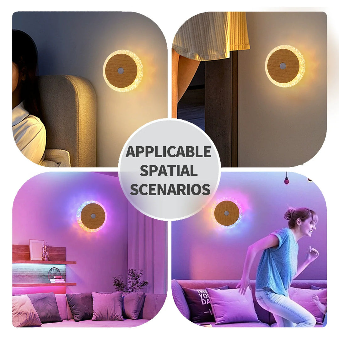 Intelligent oppladbar bevegelsesfølsom vegglampe hotell nattbord ambientelys ingen boring vegglampe