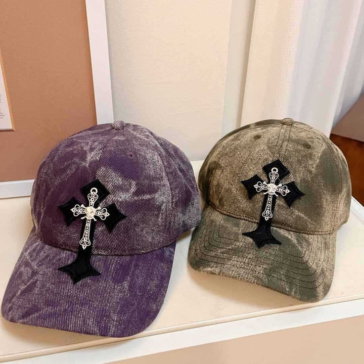 Herren Fløyelsbrodert Cross Baseball Cap Skanto