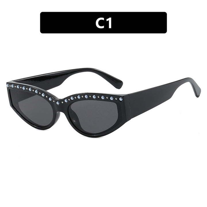 Women's Cat-Eye Sunglasses with Sparkling Rhinestones and Animal Print Skanto