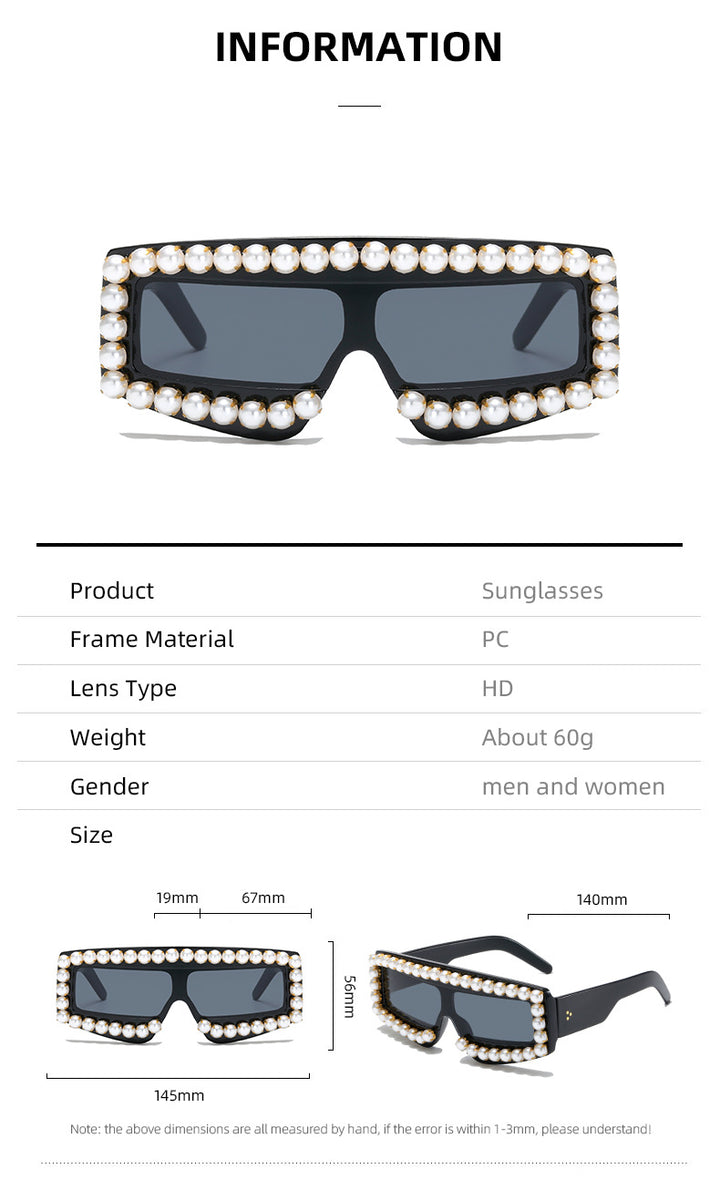 Dame moteriktig solbrille med perle-applikasjoner Skanto