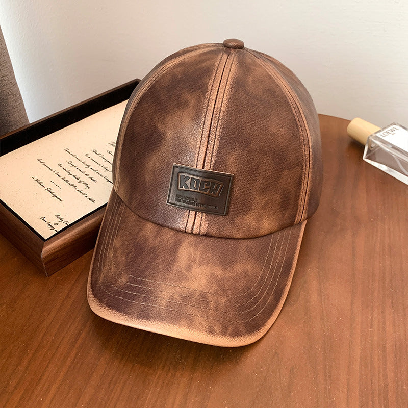 Herren Vintage Faux Skinn Baseball Caps Skanto