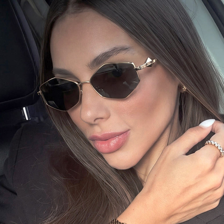 Women's geometric sunglasses with protective UV filter and high-end metal frame Skanto