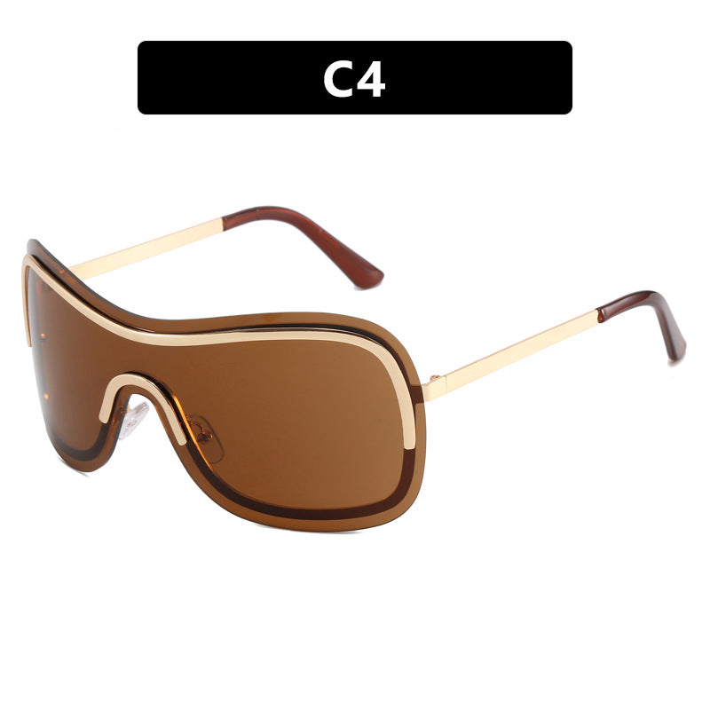 Women's large round sunglasses with elegant metal frame Skanto
