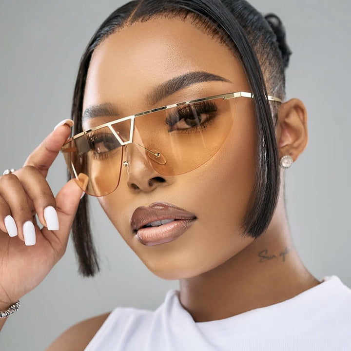 Women's futuristic sunglasses with protective metal frame Skanto