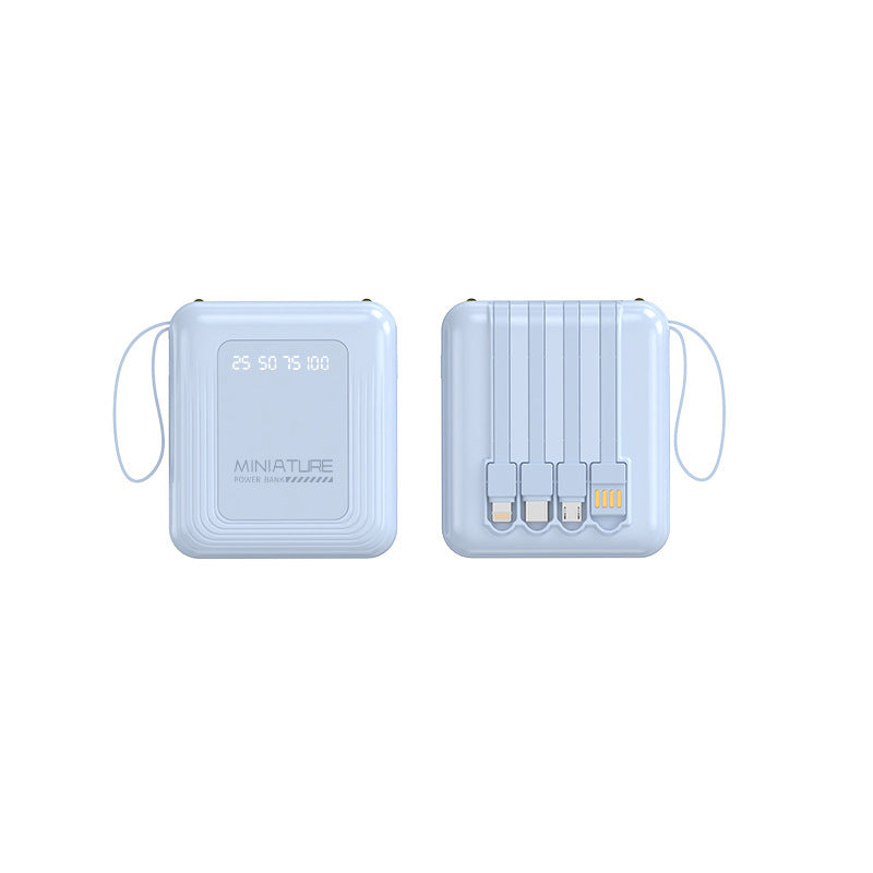 Kompakt powerbank med integrert kabel og digital ladeindikator Skanto