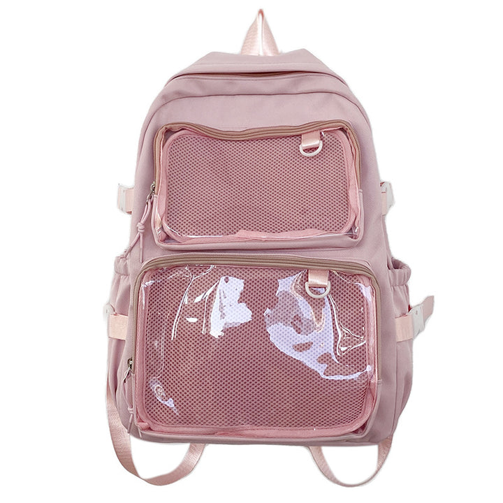 Multi-Compartment Transparent Mesh Skole Ryggsekk