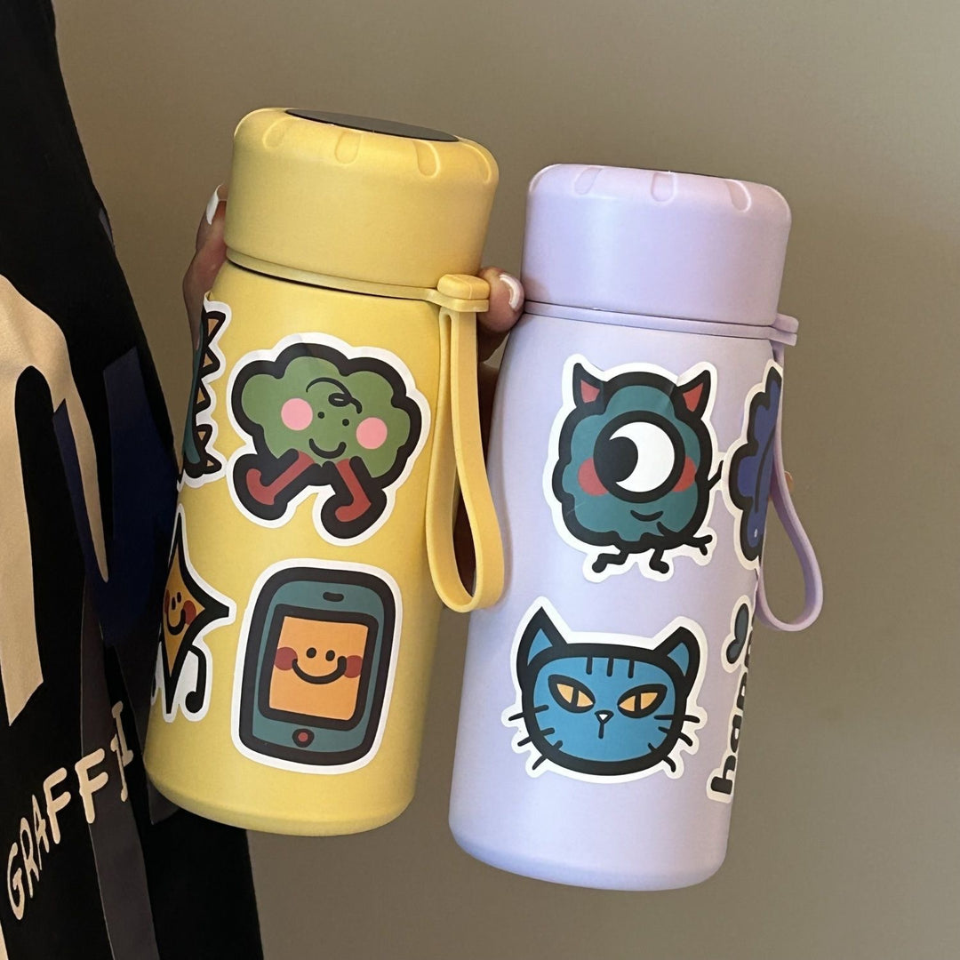 Damen stilvolle Wasserflasche mit witzigen Aufklebermotiven Skanto