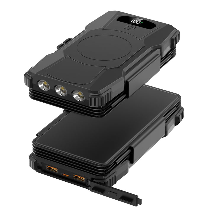 Powerbank med solopplading og LED-lamper Skanto