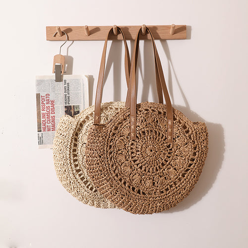 Handmade macrame tote bag with leather handle Skanto