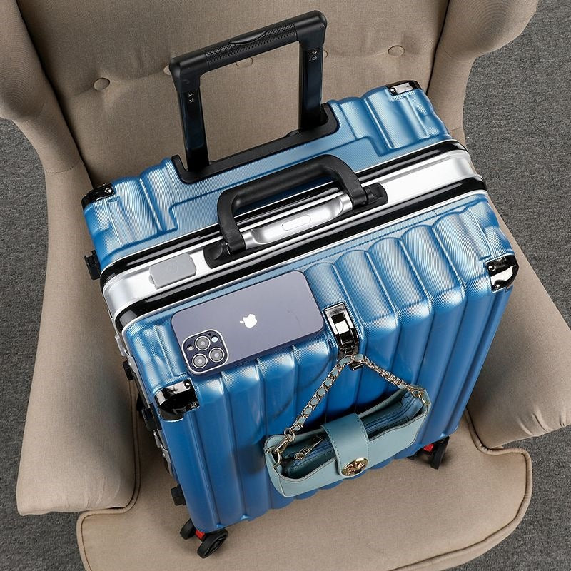 Hardplasttrolley med integrert USB-ladeport og multifunksjonell lagring Skanto