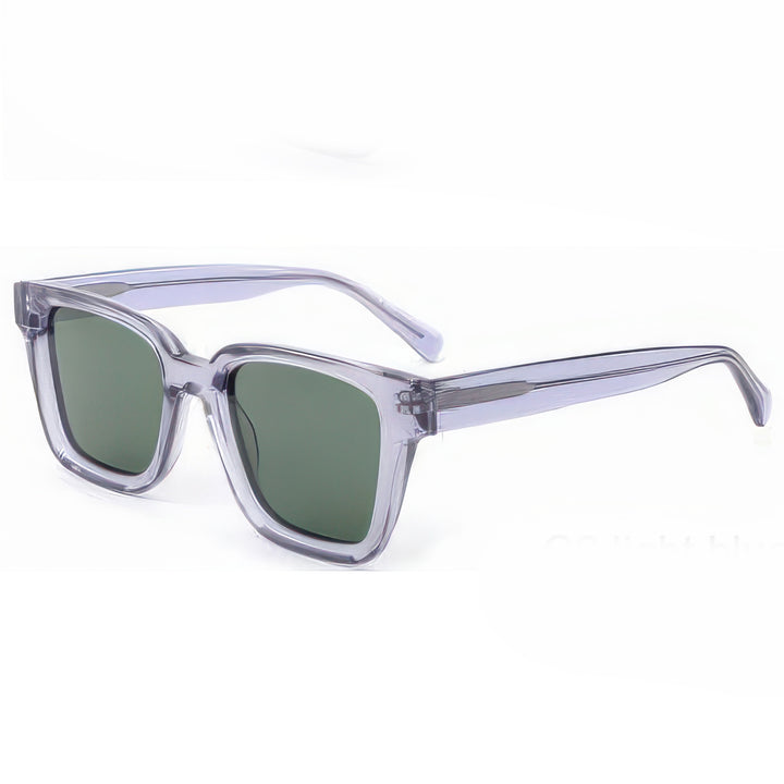 Dame moteriktig kvadratisk solbrille med transparent plastikkinn og polariserte linser Skanto