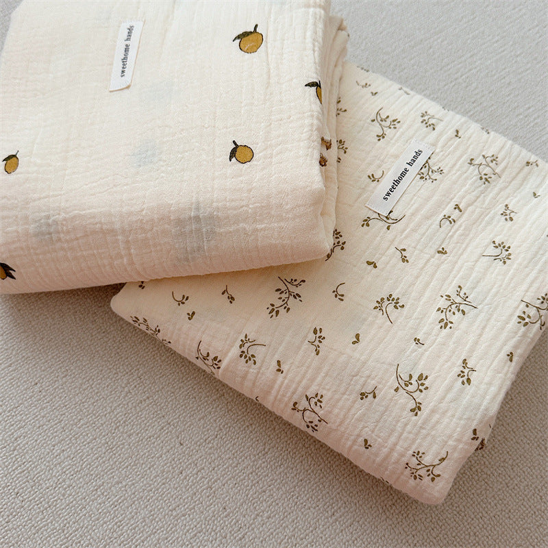 Unisex Cozy Muslin Teppet med Delikat Blomster Mønster Skanto