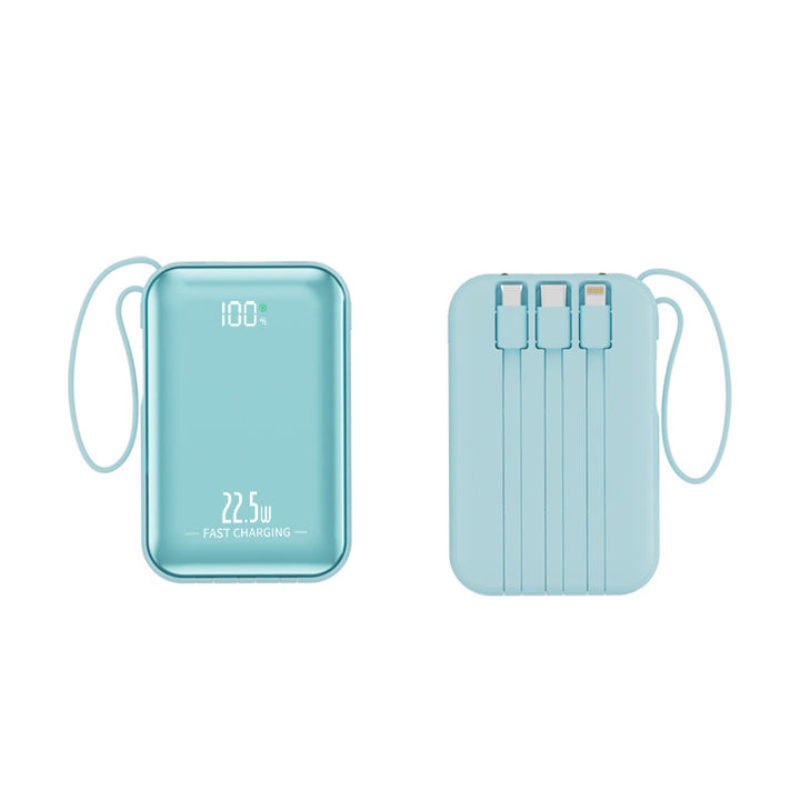 Bærbar powerbank med hurtiglading og integrert kabelsystem Skanto