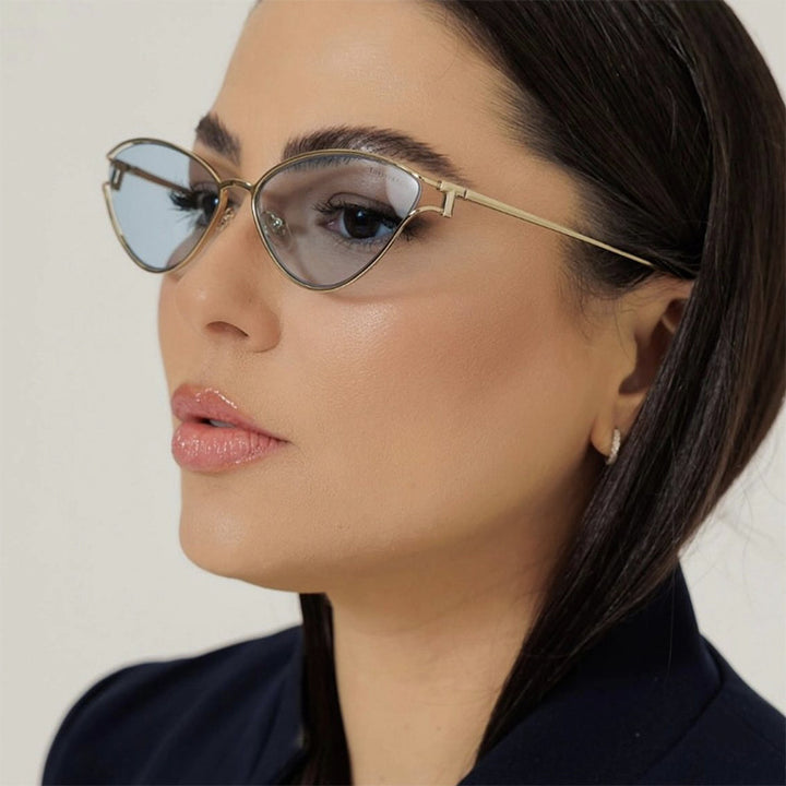 Dame Cat-Eye solbriller i elegant gullramme Skanto