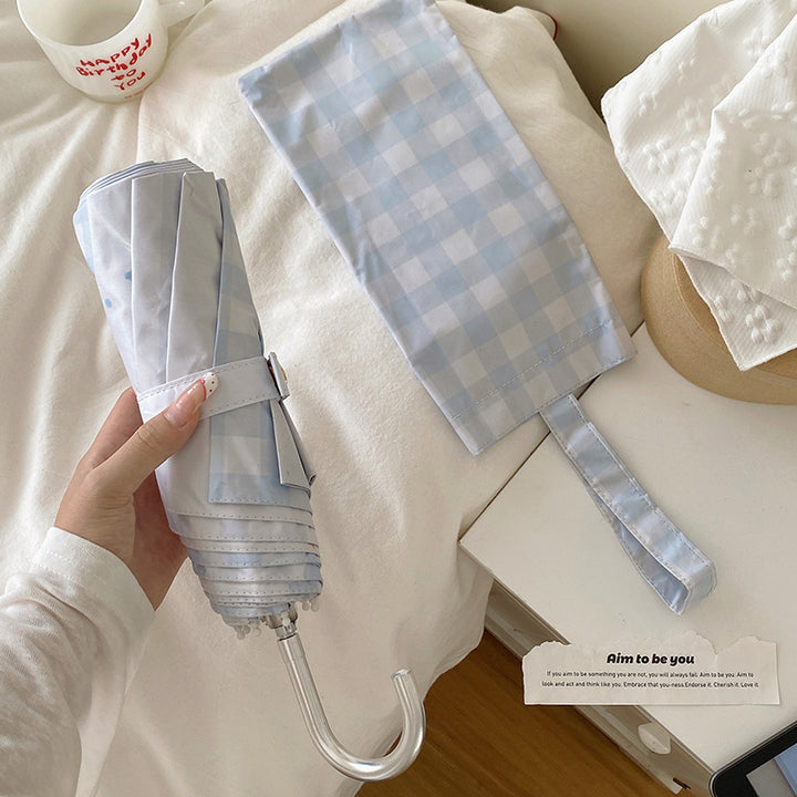 Damer elegant kompakt paraply med gingham-mønster Skanto