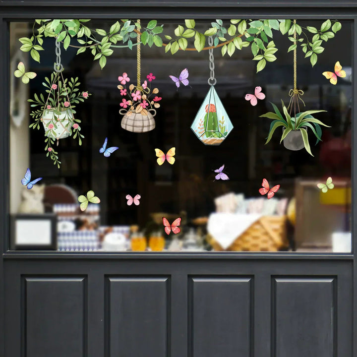 Skanto | 💐 Fargerik Blomsterbukett Vindu Klistremerke 🖼️ (Fjernbar uten å etterlate merker)