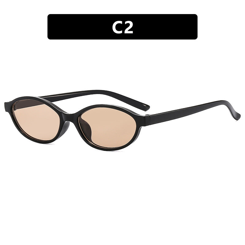 Women's oval sunglasses with transparent frame and UV protection Skanto