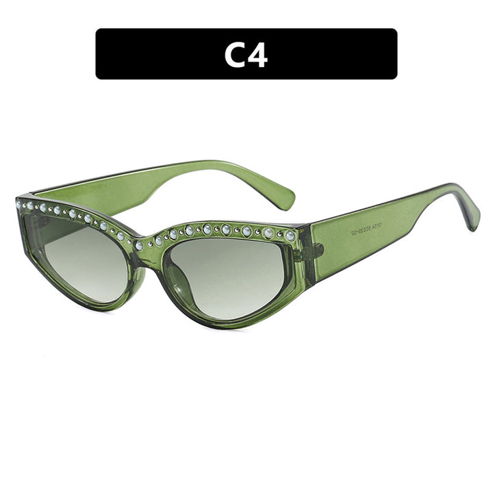 Women's Cat-Eye Sunglasses with Sparkling Rhinestones and Animal Print Skanto