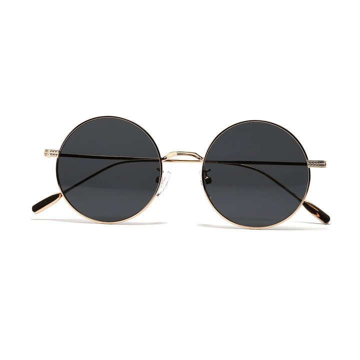 Dame rund moteriktig solbrille med glamorøs ramme Skanto