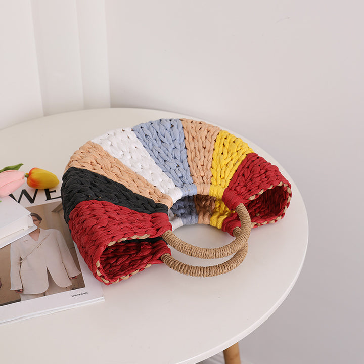 Handmade basket bag with colorful pattern Skanto