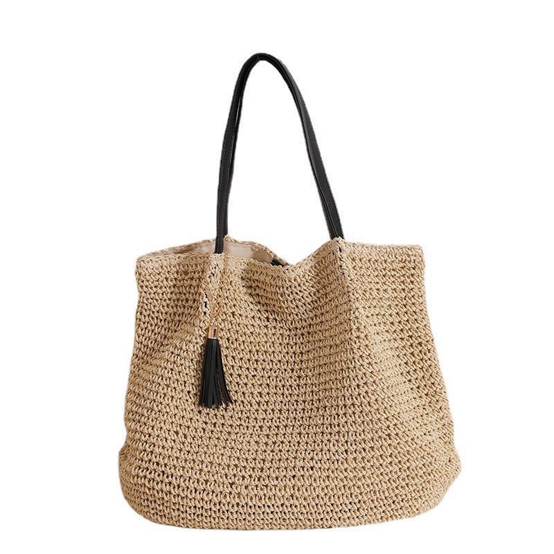 Durable basket bag with faux leather handle reinforcement Skanto
