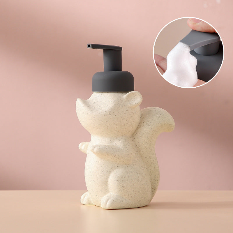 Skanto | Keramisk Såpedispenser, Ekorre Skum Pumpe Baderomsflaske, Dyre Design, Påfyllbar Gjenbrukbar Lotion Pumpe for Bad Kjøkken, 510ml/17.2oz