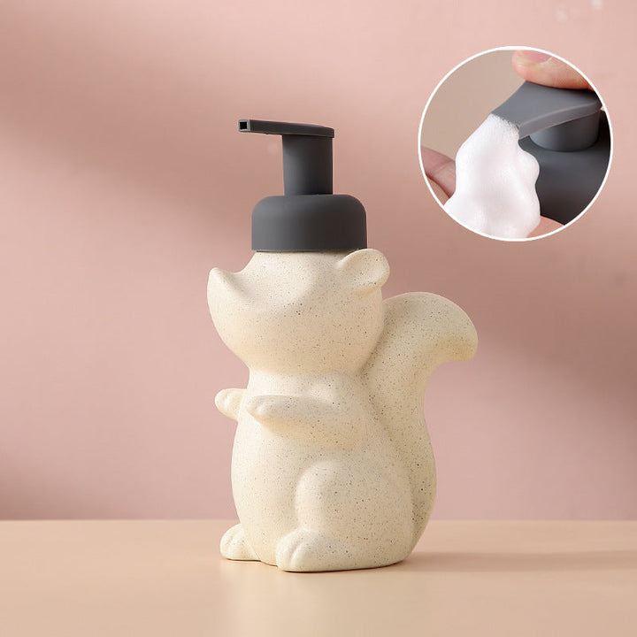 Skanto | Keramisk Såpedispenser, Ekorre Skum Pumpe Baderomsflaske, Dyre Design, Påfyllbar Gjenbrukbar Lotion Pumpe for Bad Kjøkken, 510ml/17.2oz